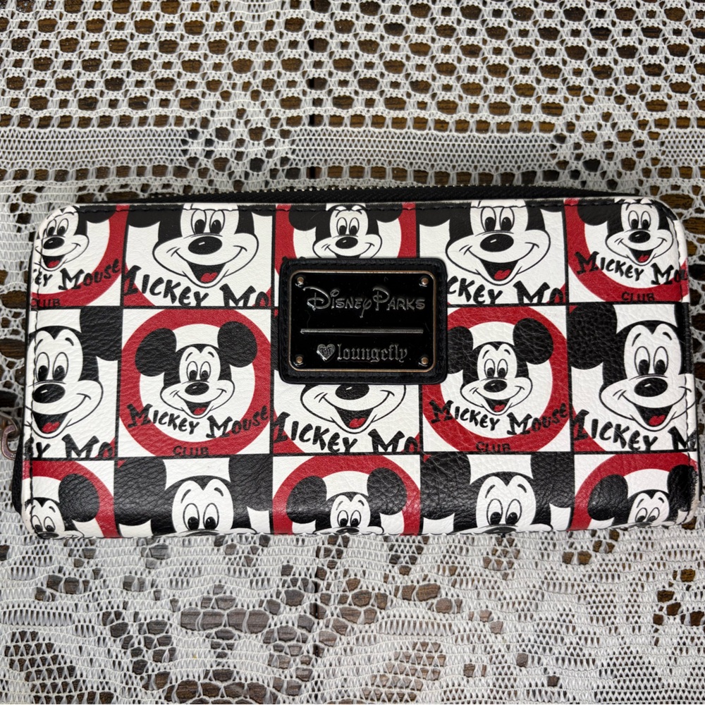 Disney Loungefly Mickey Mouse Checkered Wallet - Black, Red, White